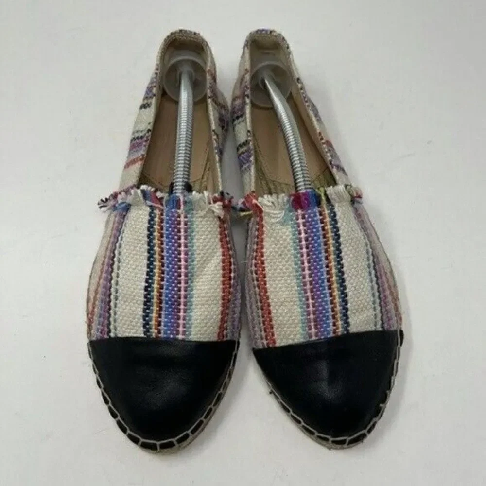 Loeffler Randall flat colorful espadrilles 7B BoxW striped canvas and leather